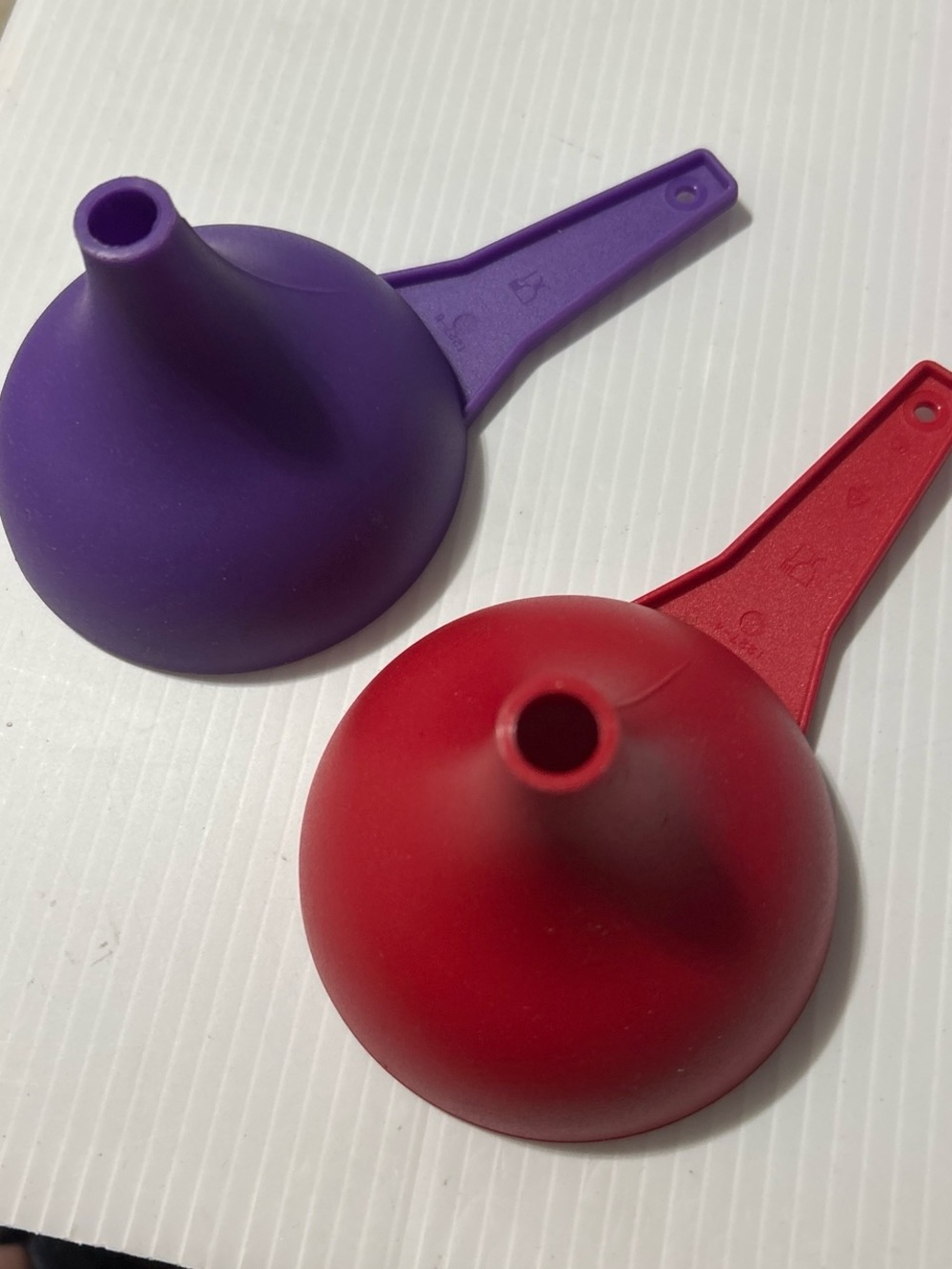 Tupperware Red & Purple Silicone Funnels - Kitchen Tools